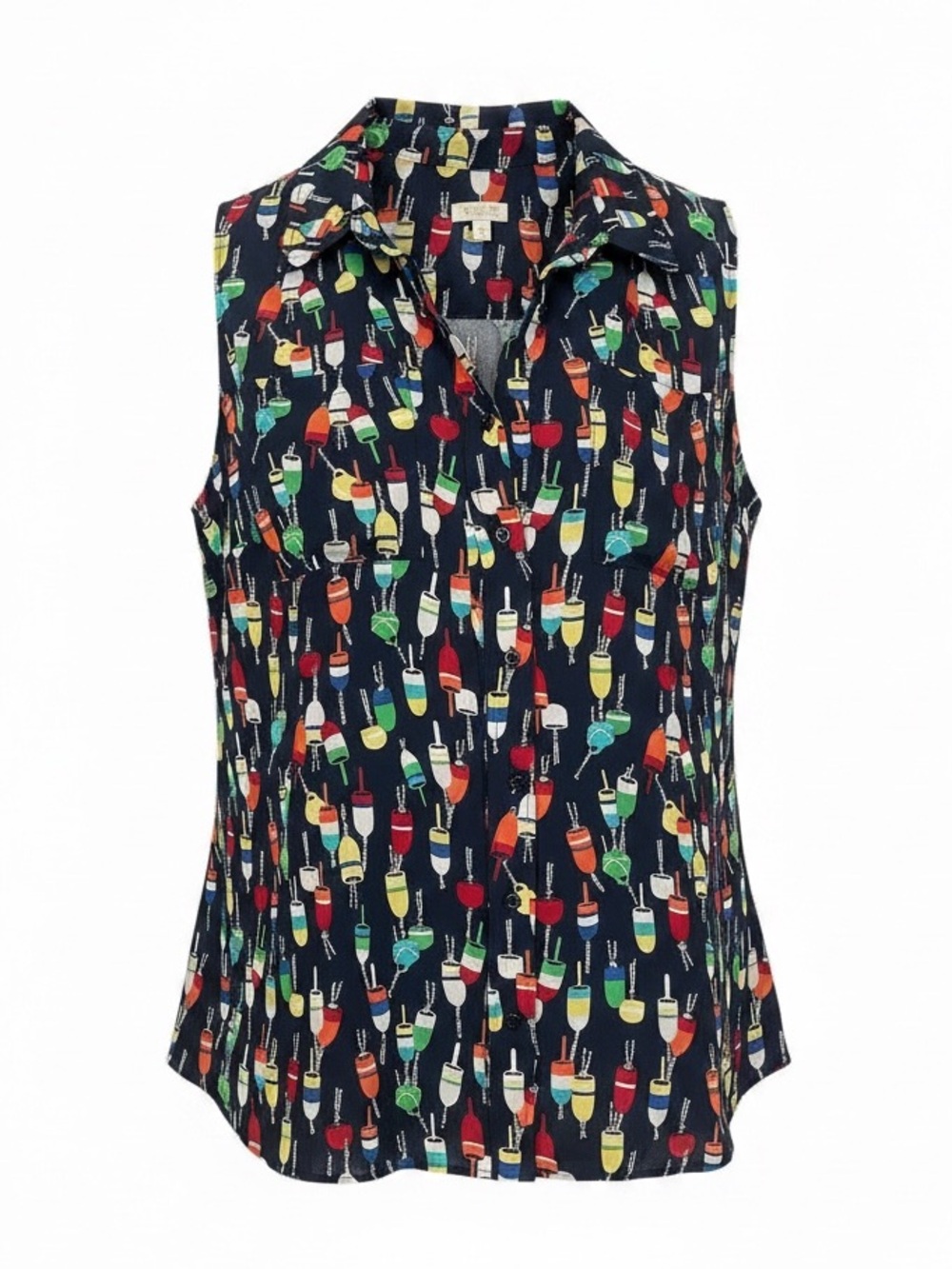 Talbots Nautical Buoy Print Sleeveless Blouse Navy Size 1X